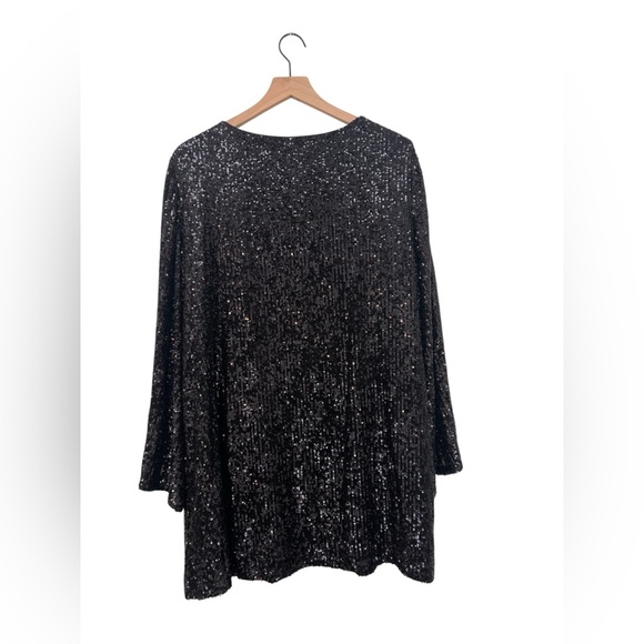 Gianni Bini Black Long Sleeve Sequin Mini Dress Bell Sleeve Size M - Picture 8 of 13